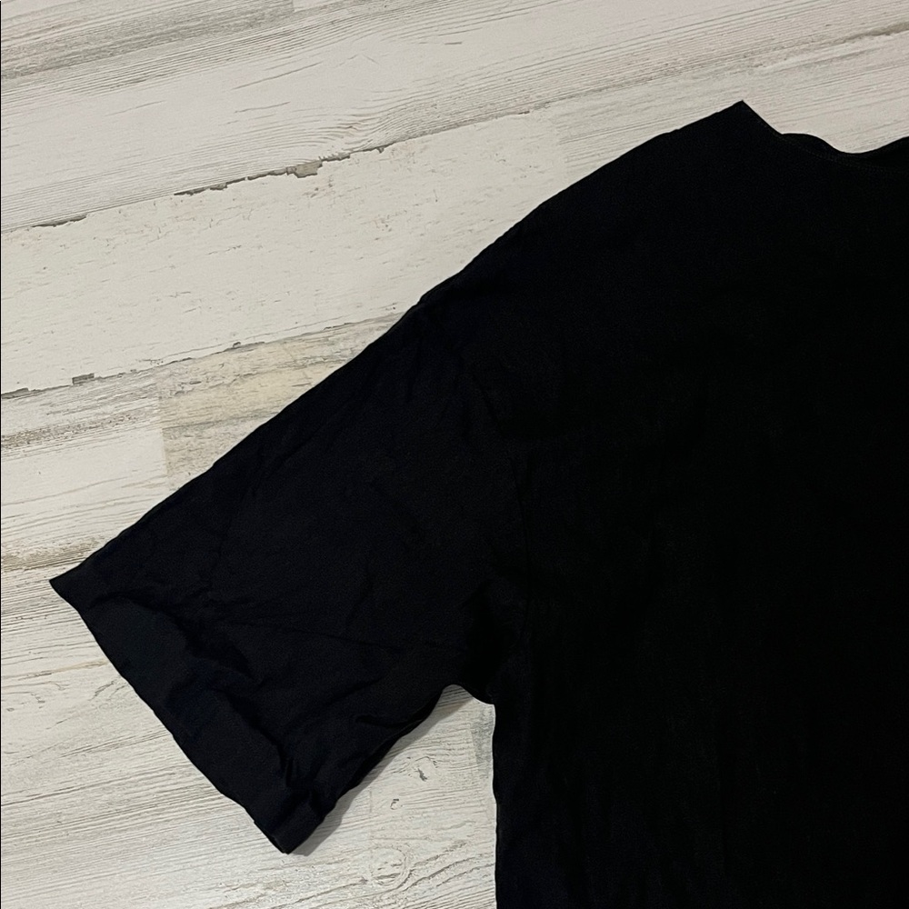 Vince Black Linen Blend Boxy Short Sleeve Women's Top Size Large - Picture 3 of 9